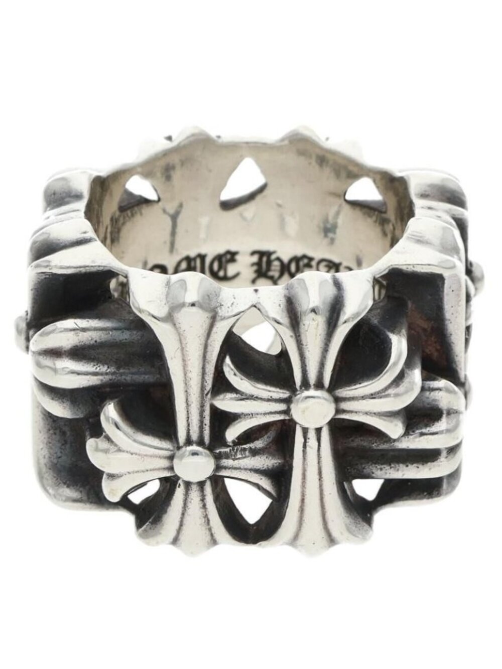 Chrome Hearts Square Cemetery Cross Silver Ring